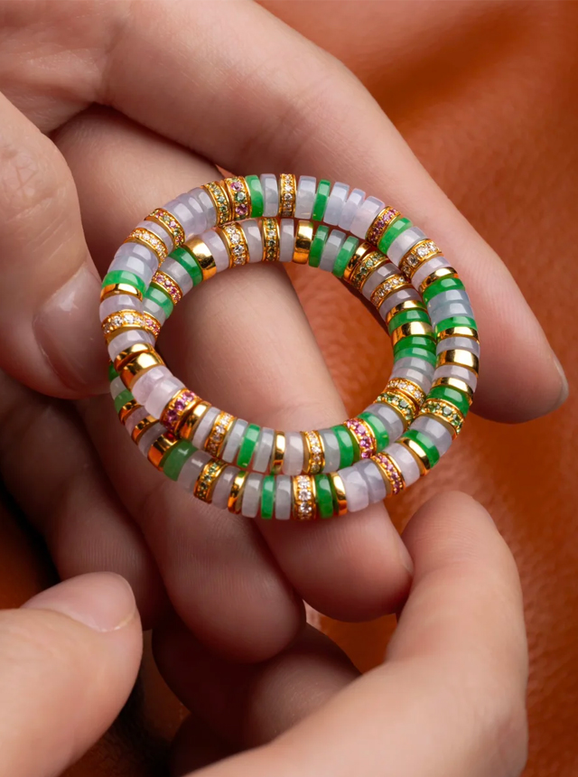 Jadeite and Gold Diamond Bracelet