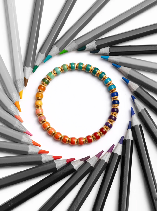rainbow diamond cut bracelet