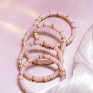 pink glutinous rice gold diamond bracelet
