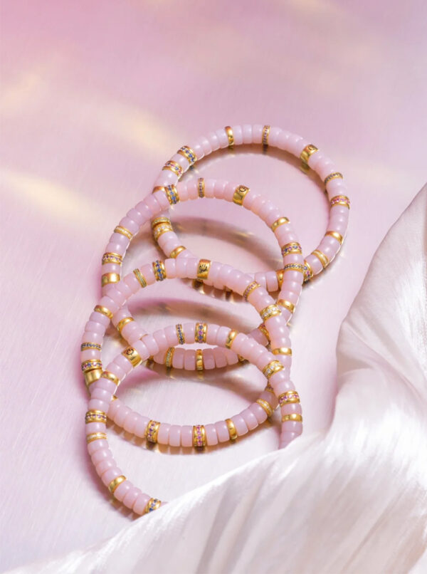pink glutinous rice gold diamond bracelet