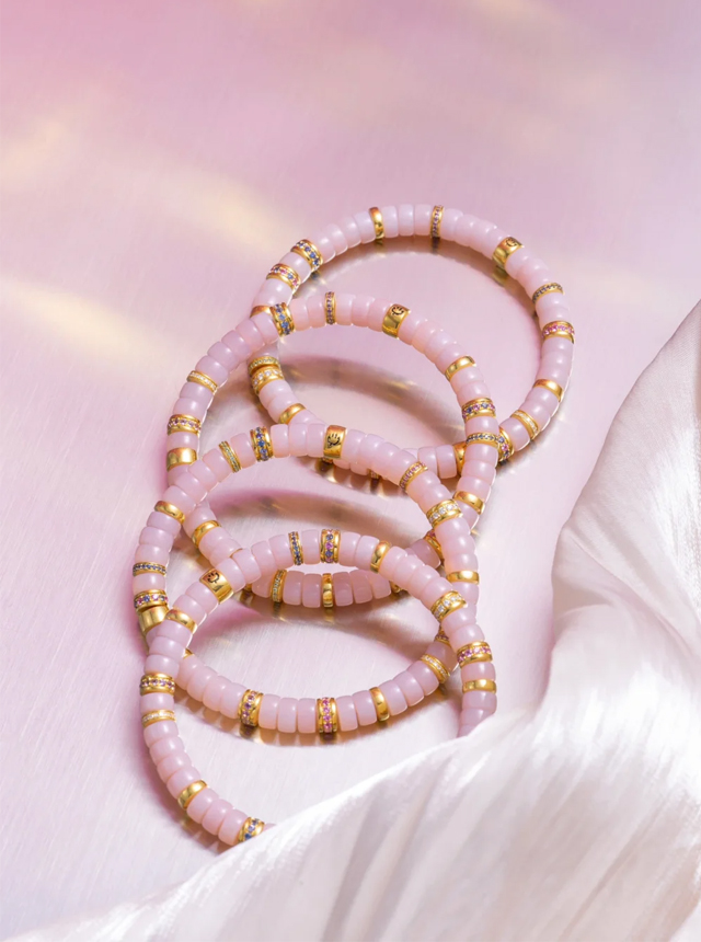 pink glutinous rice gold diamond bracelet