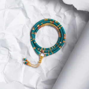 turquoise and gold diamond prayer beads