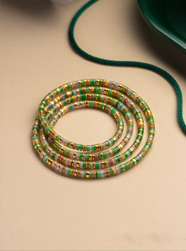 jadeite and gold diamond 108 piece set bracelet