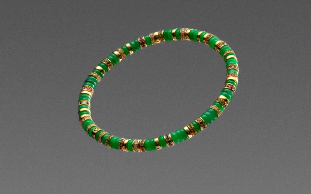 Jadeite and Gold Diamond Bracelet
