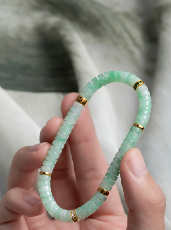 mint green jadeite with gold and diamond