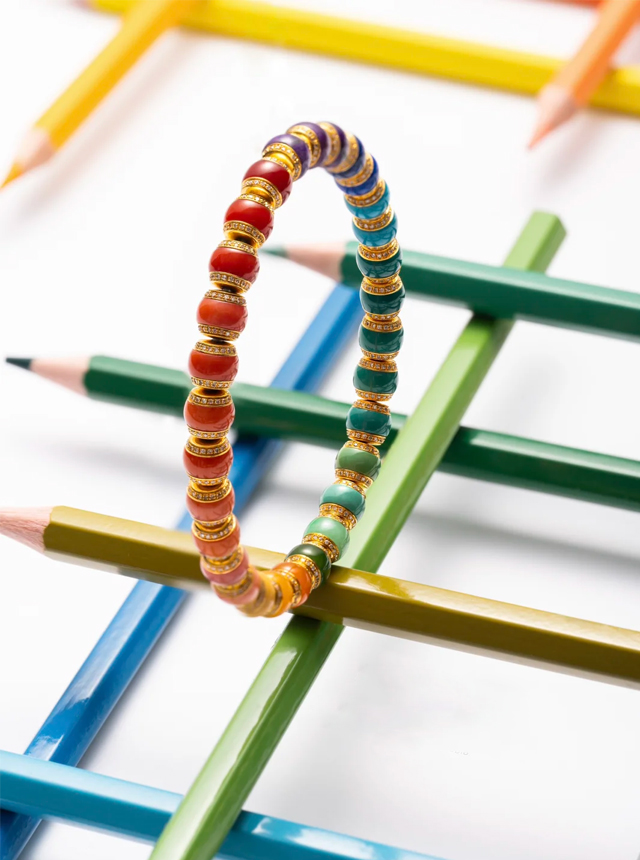rainbow diamond cut bracelet