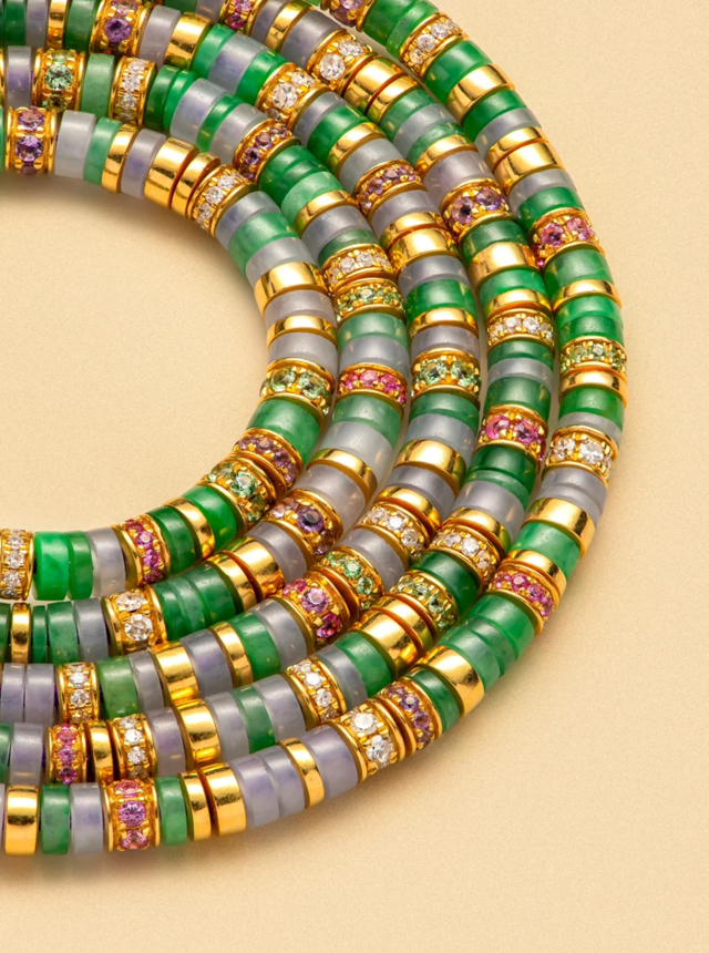 jadeite and gold diamond 108 piece set bracelet