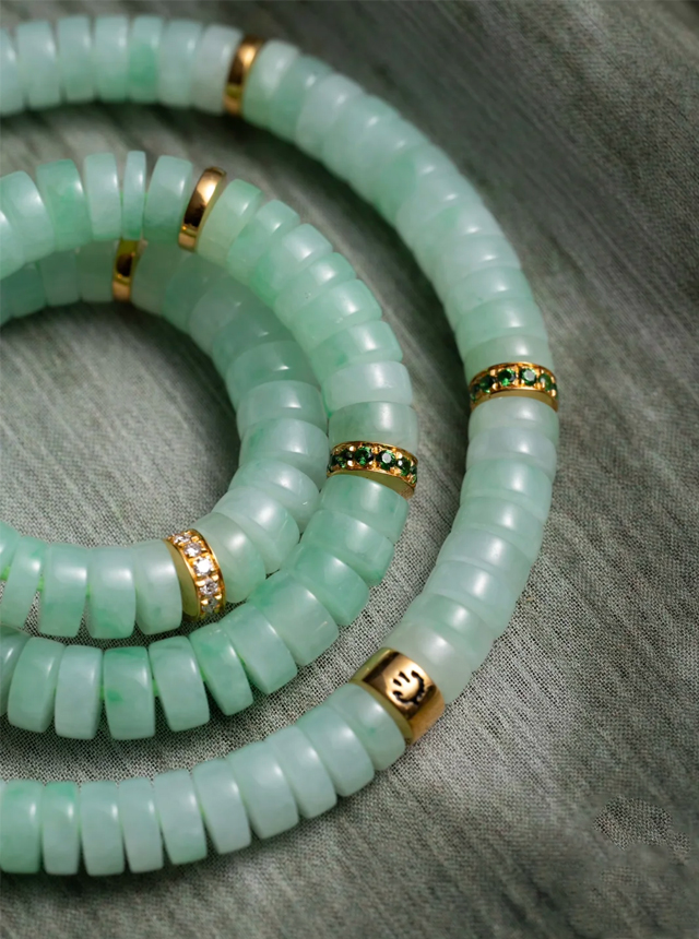 mint green jadeite with gold and diamond