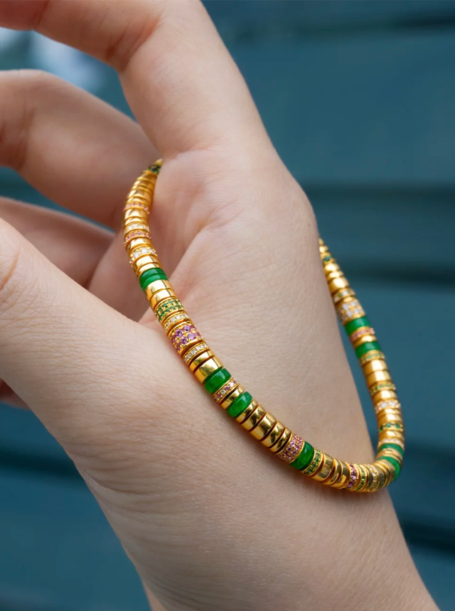 jadeite, gold, and diamond bracelet