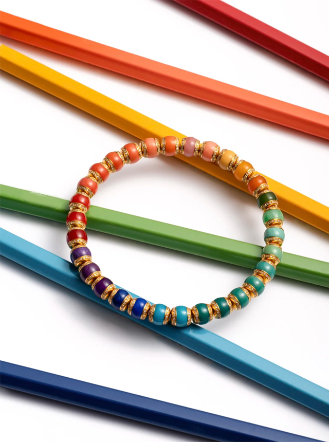 rainbow diamond cut bracelet