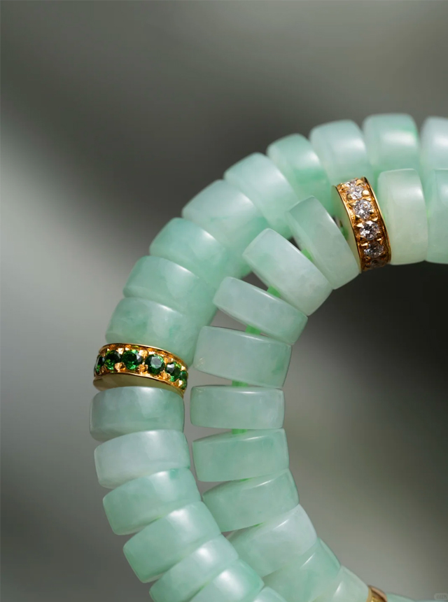 mint green jadeite with gold and diamond
