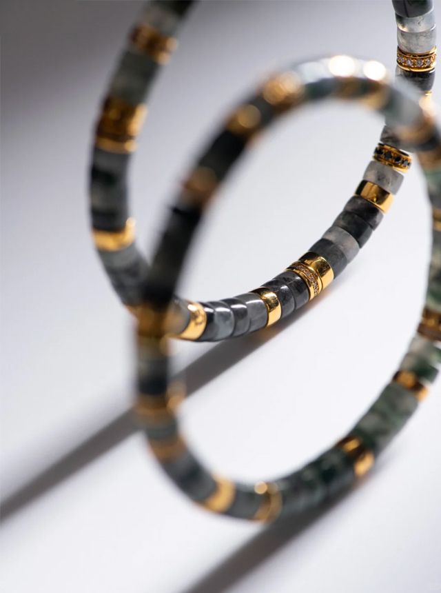 ice base jadeite and gold diamond bracelet