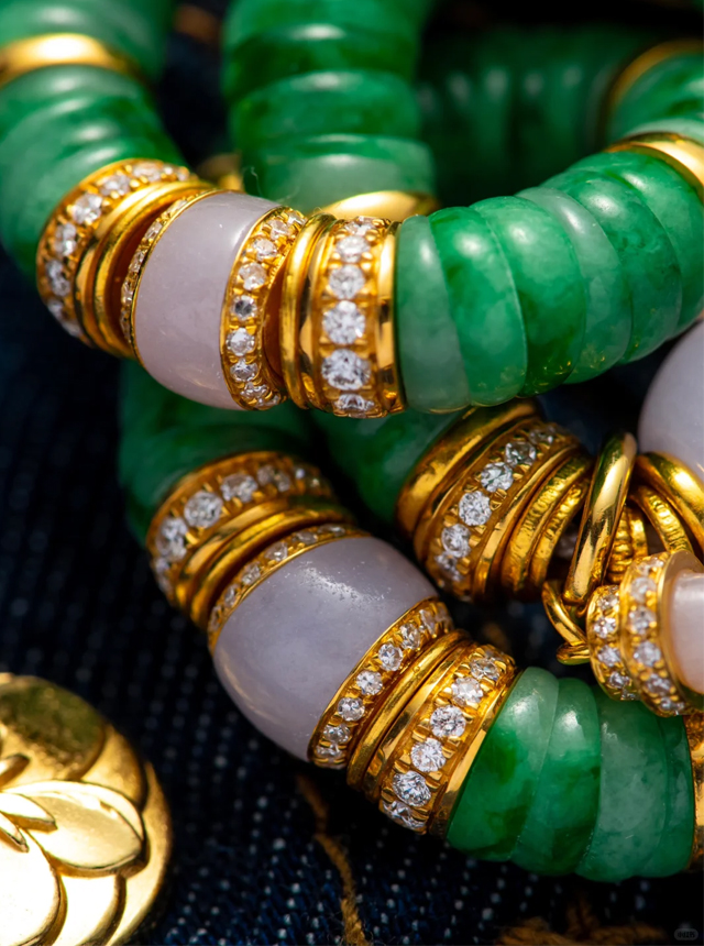 jadeite large intestine gold diamond bracelet