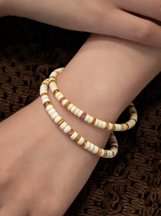 milk coffee amber and gold diamond bracelet