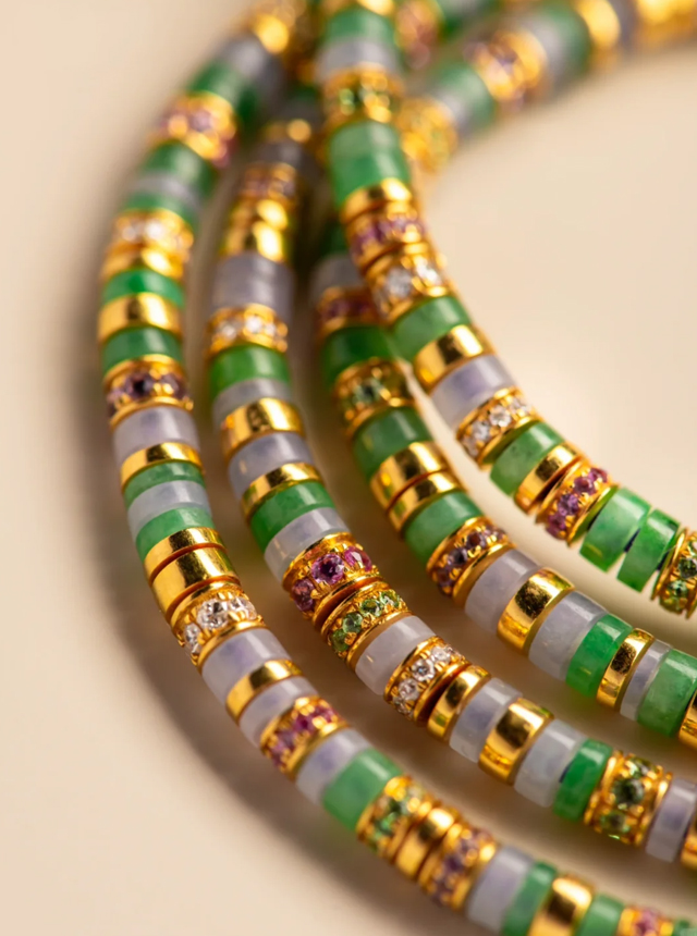 jadeite and gold diamond 108 piece set bracelet