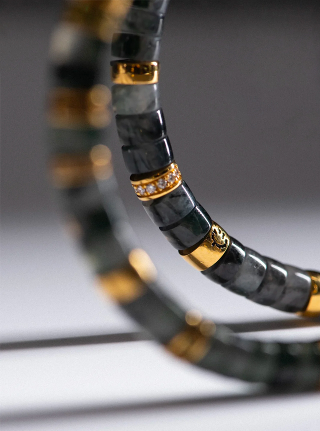 ice base jadeite and gold diamond bracelet