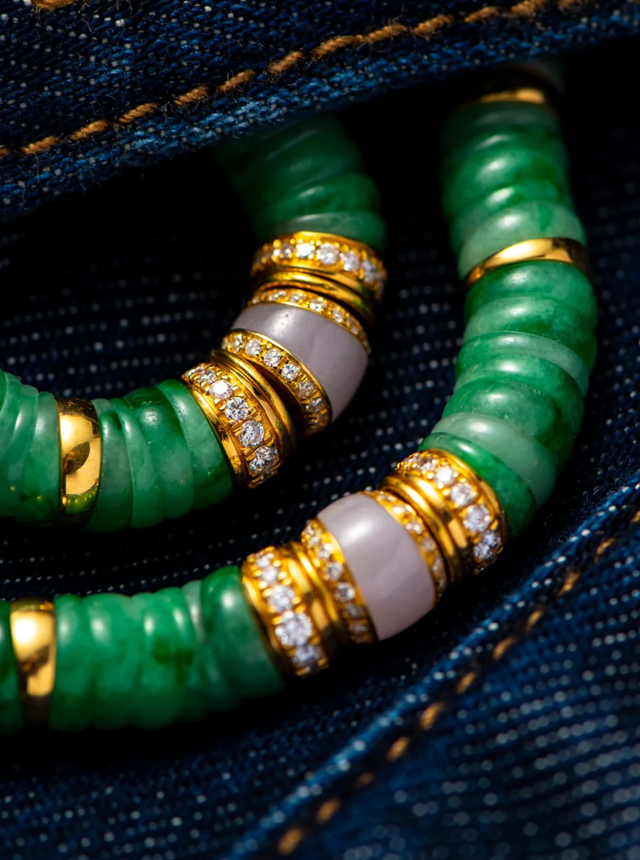 jadeite large intestine gold diamond bracelet