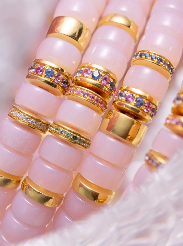 pink glutinous rice gold diamond bracelet