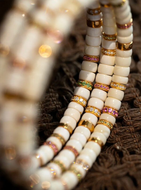 milk coffee amber and gold diamond bracelet