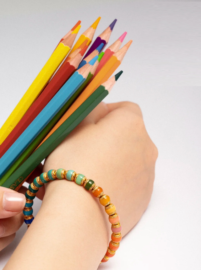 rainbow diamond cut bracelet