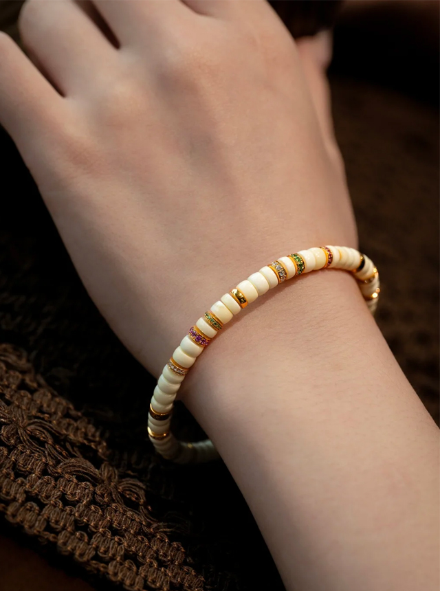 milk coffee amber and gold diamond bracelet