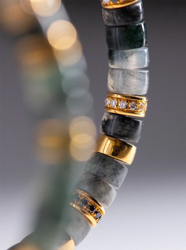 ice base jadeite and gold diamond bracelet