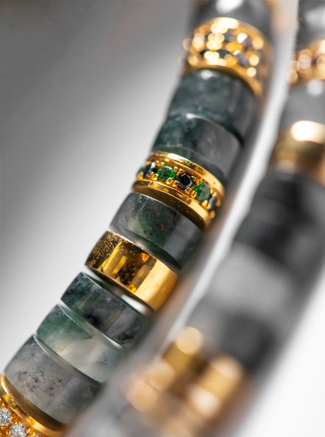 ice base jadeite and gold diamond bracelet