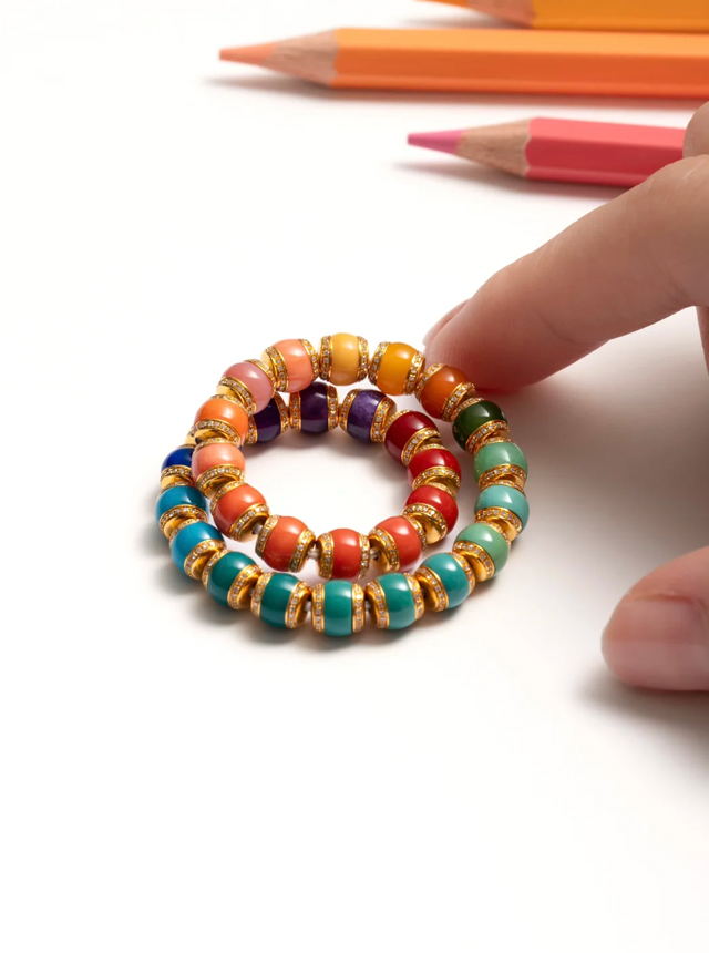 rainbow diamond cut bracelet