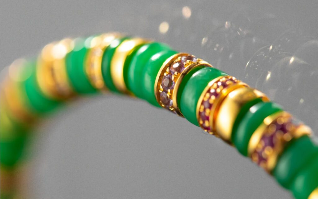 Jadeite and Gold Diamond Bracelet