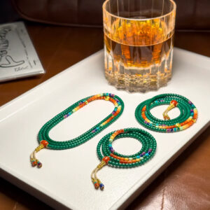 turquoise rainbow 108 prayer beads