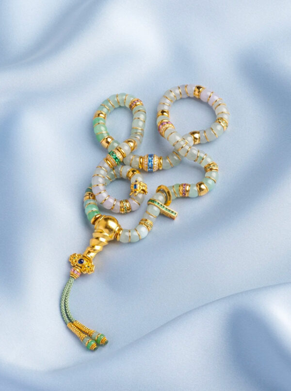 jadeite, gold, and diamond bracelet set