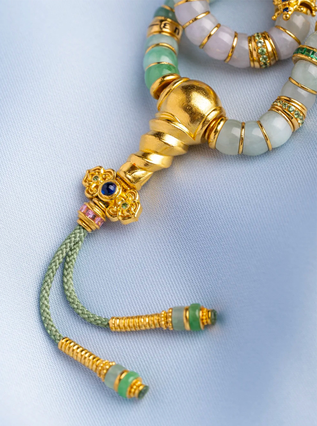 jadeite, gold, and diamond bracelet set