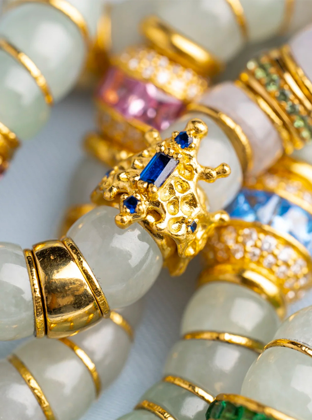 jadeite, gold, and diamond bracelet set