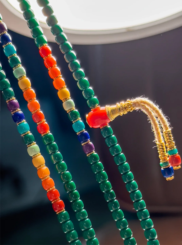 turquoise rainbow 108 prayer beads